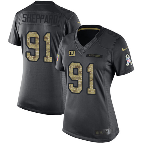 Women's Limited Kelvin Sheppard Nike Jersey Black - #91 2016 Salute to Service NFL New York Giants